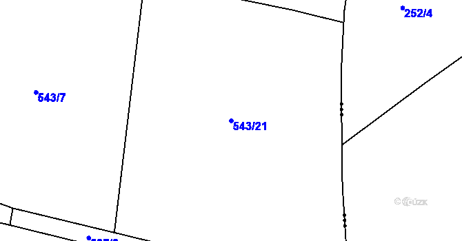 Parcela st. 543/21 v KÚ Budislav u Litomyšle, Katastrální mapa