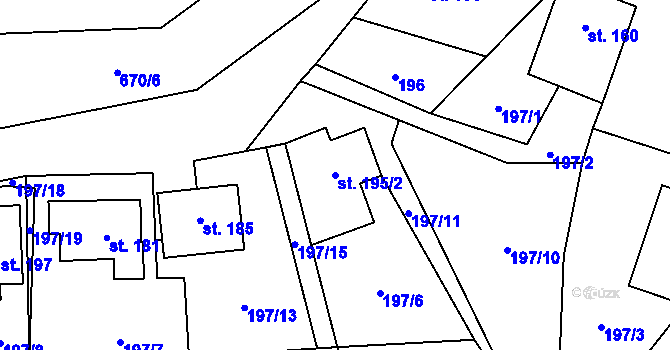 Parcela st. 195/2 v KÚ Budislav u Litomyšle, Katastrální mapa