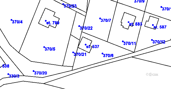 Parcela st. 537 v KÚ Budislav u Litomyšle, Katastrální mapa