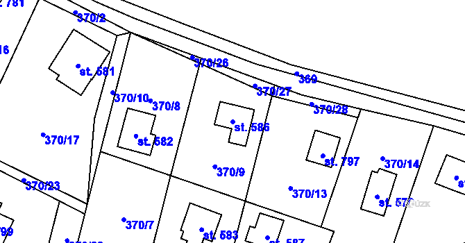 Parcela st. 586 v KÚ Budislav u Litomyšle, Katastrální mapa