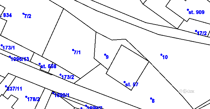 Parcela st. 9 v KÚ Budislav u Litomyšle, Katastrální mapa