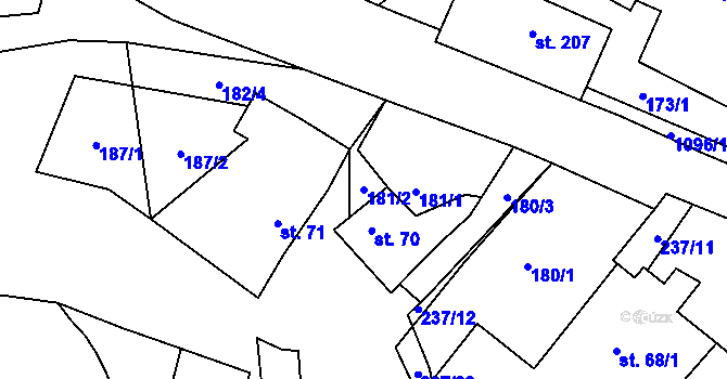 Parcela st. 181/2 v KÚ Budislav u Litomyšle, Katastrální mapa