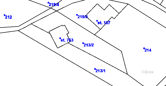 Parcela st. 213/2 v KÚ Budislav u Litomyšle, Katastrální mapa