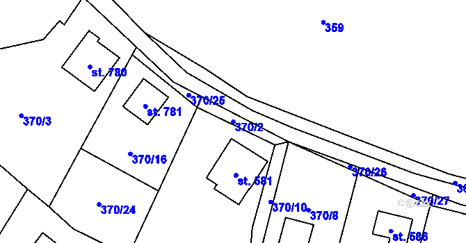 Parcela st. 370/2 v KÚ Budislav u Litomyšle, Katastrální mapa