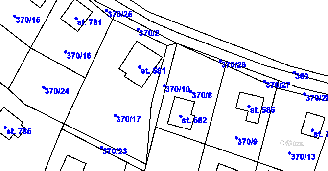 Parcela st. 370/10 v KÚ Budislav u Litomyšle, Katastrální mapa