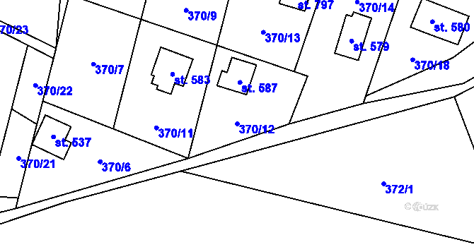 Parcela st. 370/12 v KÚ Budislav u Litomyšle, Katastrální mapa