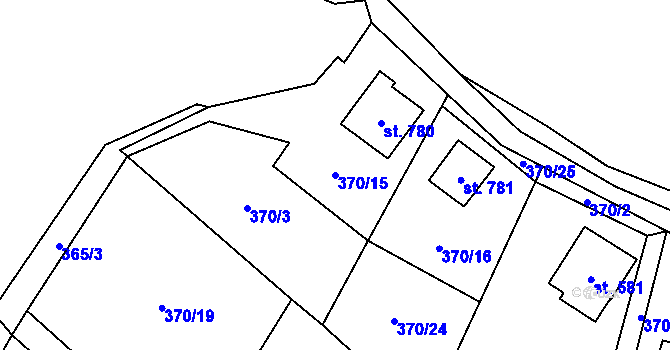 Parcela st. 370/15 v KÚ Budislav u Litomyšle, Katastrální mapa