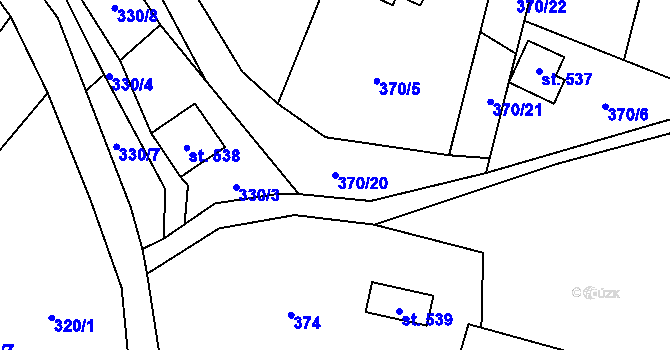 Parcela st. 370/20 v KÚ Budislav u Litomyšle, Katastrální mapa