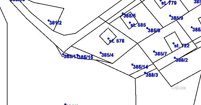 Parcela st. 385/4 v KÚ Budislav u Litomyšle, Katastrální mapa