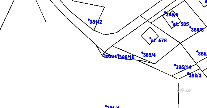 Parcela st. 385/17 v KÚ Budislav u Litomyšle, Katastrální mapa
