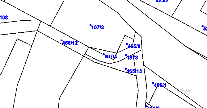 Parcela st. 107/4 v KÚ Budislav u Litomyšle, Katastrální mapa