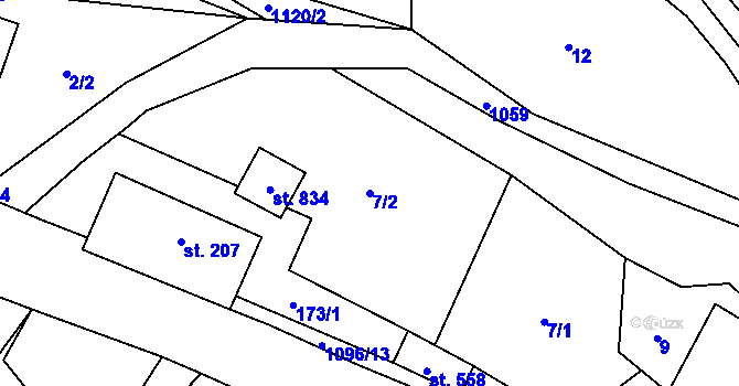 Parcela st. 7/2 v KÚ Budislav u Litomyšle, Katastrální mapa