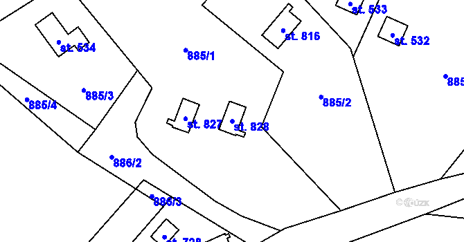 Parcela st. 828 v KÚ Budislav u Litomyšle, Katastrální mapa