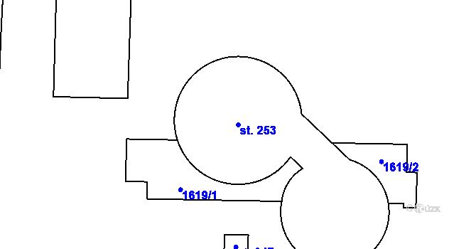 Parcela st. 253 v KÚ Budíškovice, Katastrální mapa