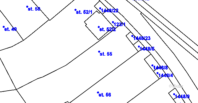 Parcela st. 55 v KÚ Budíškovice, Katastrální mapa