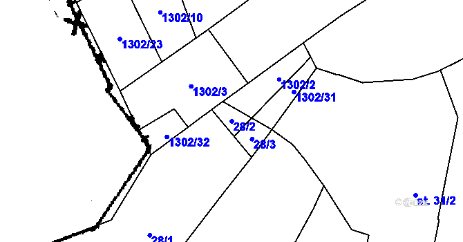 Parcela st. 28/2 v KÚ Budíškovice, Katastrální mapa
