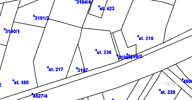 Parcela st. 236 v KÚ Budišov, Katastrální mapa