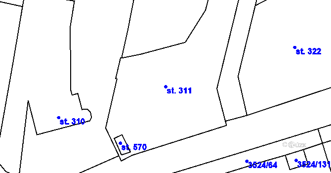 Parcela st. 311 v KÚ Budišov, Katastrální mapa