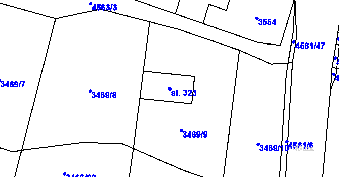 Parcela st. 323 v KÚ Budišov, Katastrální mapa