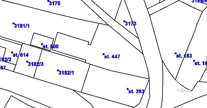 Parcela st. 447 v KÚ Budišov, Katastrální mapa