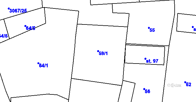 Parcela st. 59/1 v KÚ Budišov, Katastrální mapa