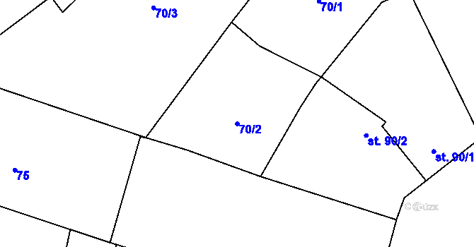 Parcela st. 70/2 v KÚ Budišov, Katastrální mapa