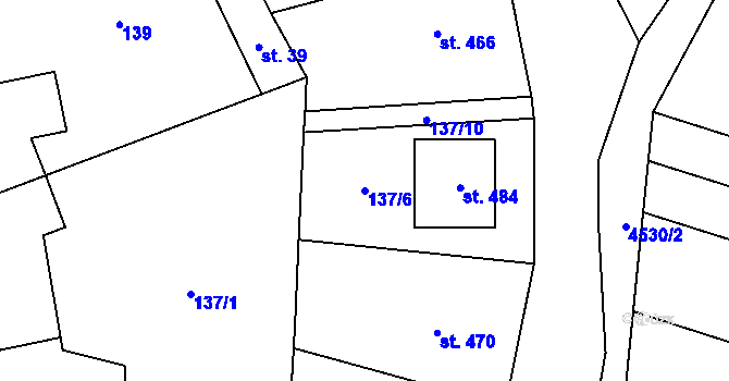 Parcela st. 137/6 v KÚ Budišov, Katastrální mapa