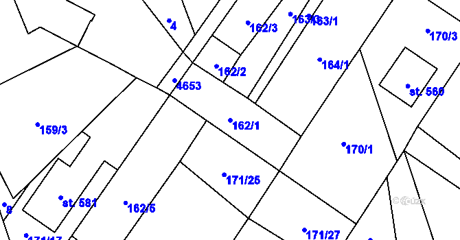 Parcela st. 162/1 v KÚ Budišov, Katastrální mapa