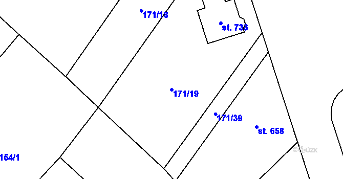 Parcela st. 171/19 v KÚ Budišov, Katastrální mapa