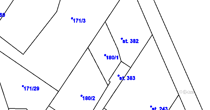 Parcela st. 180/1 v KÚ Budišov, Katastrální mapa