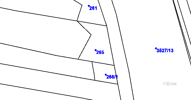 Parcela st. 265 v KÚ Budišov, Katastrální mapa