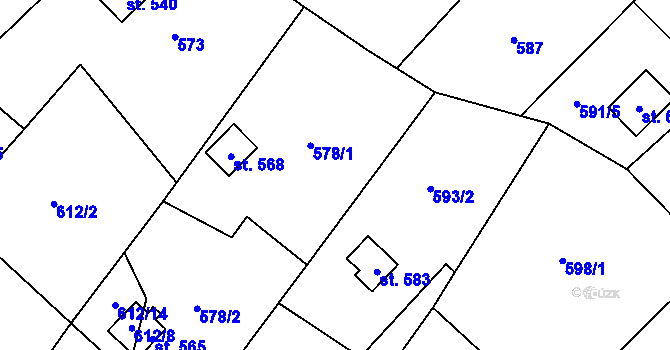 Parcela st. 584/1 v KÚ Budišov, Katastrální mapa