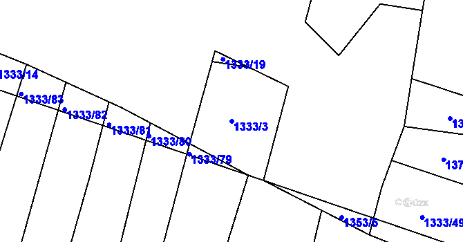 Parcela st. 1333/3 v KÚ Budišov, Katastrální mapa