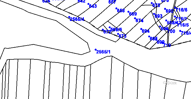 Parcela st. 2565/1 v KÚ Budišov, Katastrální mapa