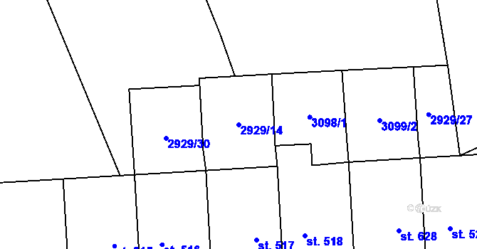 Parcela st. 2929/14 v KÚ Budišov, Katastrální mapa