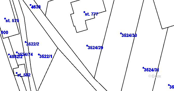 Parcela st. 3524/29 v KÚ Budišov, Katastrální mapa