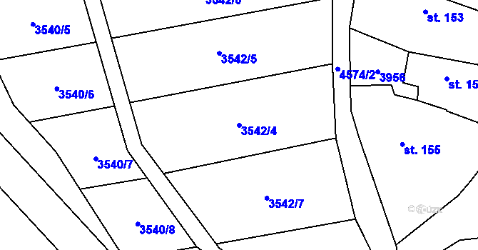 Parcela st. 3542/4 v KÚ Budišov, Katastrální mapa