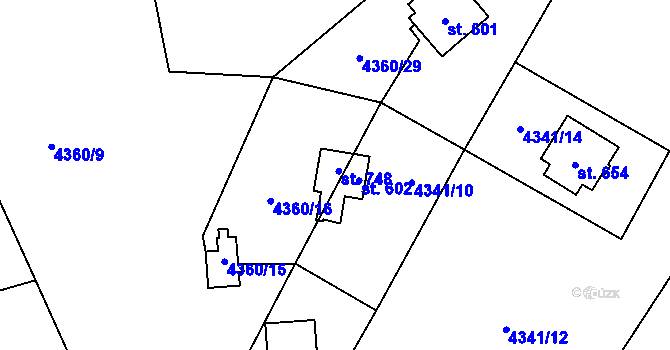 Parcela st. 4360/14 v KÚ Budišov, Katastrální mapa