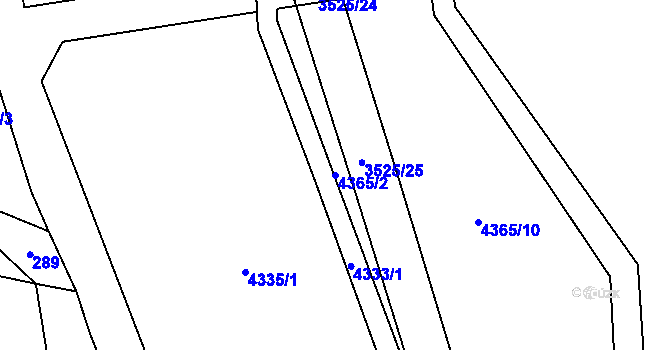 Parcela st. 4365/2 v KÚ Budišov, Katastrální mapa