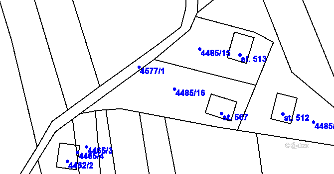 Parcela st. 4485/6 v KÚ Budišov, Katastrální mapa
