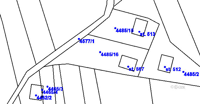 Parcela st. 4485/16 v KÚ Budišov, Katastrální mapa