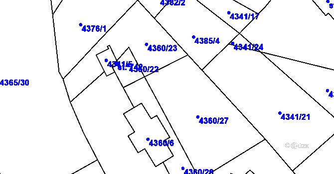 Parcela st. 4360/25 v KÚ Budišov, Katastrální mapa