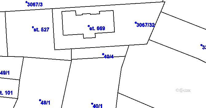 Parcela st. 40/4 v KÚ Budišov, Katastrální mapa