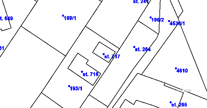 Parcela st. 717 v KÚ Budišov, Katastrální mapa