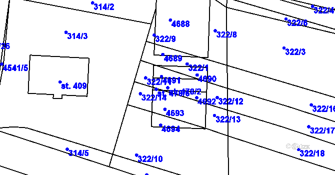 Parcela st. 478/2 v KÚ Budišov, Katastrální mapa