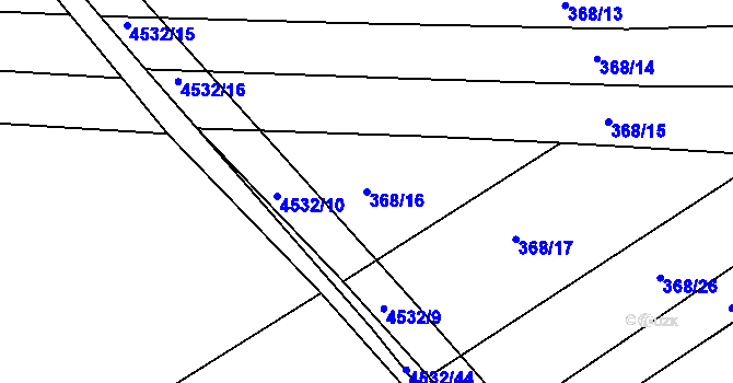 Parcela st. 368/16 v KÚ Budišov, Katastrální mapa