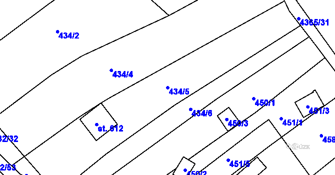 Parcela st. 434/5 v KÚ Budišov, Katastrální mapa