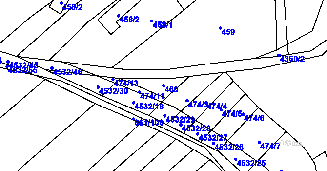 Parcela st. 460 v KÚ Budišov, Katastrální mapa