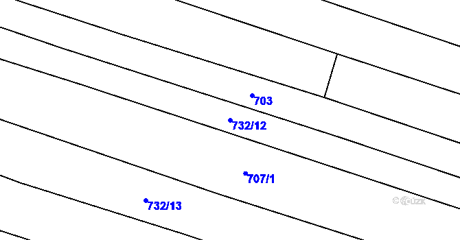 Parcela st. 732/12 v KÚ Budišov, Katastrální mapa