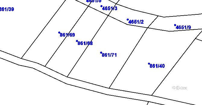Parcela st. 861/71 v KÚ Budišov, Katastrální mapa